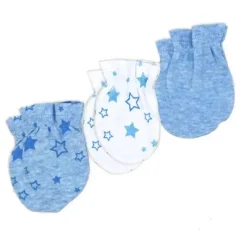 Rose Textiles Baby Hats*- 100% Organic Cotton 5 Pack - Hat & Mitt Set, Blue Star