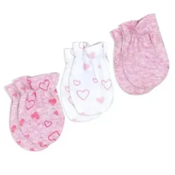 Rose Textiles Baby Hats*- 100% Organic Cotton 5 Pack - Hat & Mitt Set, Pink Heart