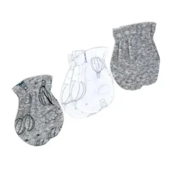 Rose Textiles Baby Hats*- 100% Organic Cotton 5 Pack - Hat & Mitt Set, Grey Hot Air Balloon