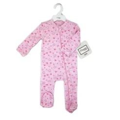 Rose Textiles Baby Sleepwear*- 100% Organic Heather Heart Sleeper, Pink