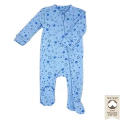 Rose Textiles Baby Sleepwear*- 100% Organic Heather Star Sleeper, Blue