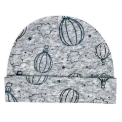 Rose Textiles Baby Sleepwear*- 100% Organic Heather Hot Air Balloon Sleeper + Hat, Grey