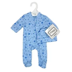 Rose Textiles Baby Sleepwear*- 100% Organic Heather Star Sleeper + Hat, Blue