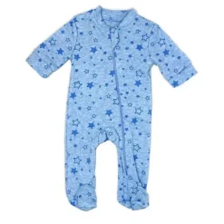 Rose Textiles Baby Sleepwear*- 100% Organic Heather Star Sleeper + Hat, Blue
