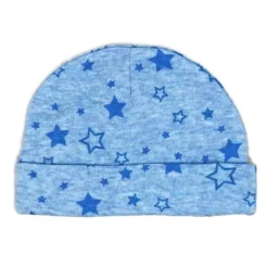 Rose Textiles Baby Sleepwear*- 100% Organic Heather Star Sleeper + Hat, Blue