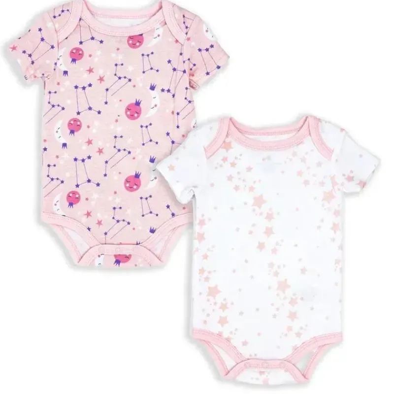 Rose Textiles Baby Onesies & Bodysuits*- 2 Pack Galaxy Theme Bodysuit, Pink
