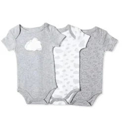 Rose Textiles Baby Onesies & Bodysuits*- 3 Pack Heather Bodysuit, Cloud