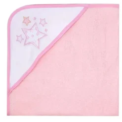 Rose Textiles Baby Bath Towels*- 2 Pack Hooded Towel Set, Pink Stars