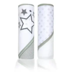 Rose Textiles Baby Bath Towels*- 2 Pack Hooded Towel Set, Grey Stars