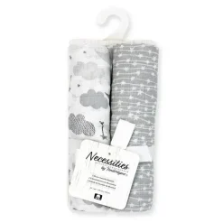 Rose Textiles Blankets & Quilts*- 2 Pack Muslin Swaddle Blankets, Grey Sweet Dream
