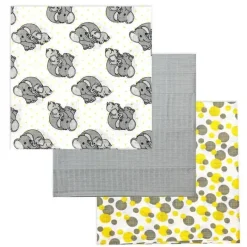 Rose Textiles Blankets & Quilts*- 3 Pack Muslin Swaddle Blanket, Elephant Yellow