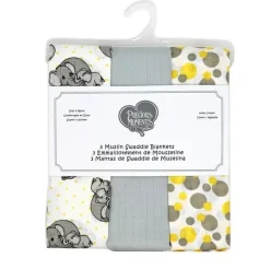 Rose Textiles Blankets & Quilts*- 3 Pack Muslin Swaddle Blanket, Elephant Yellow