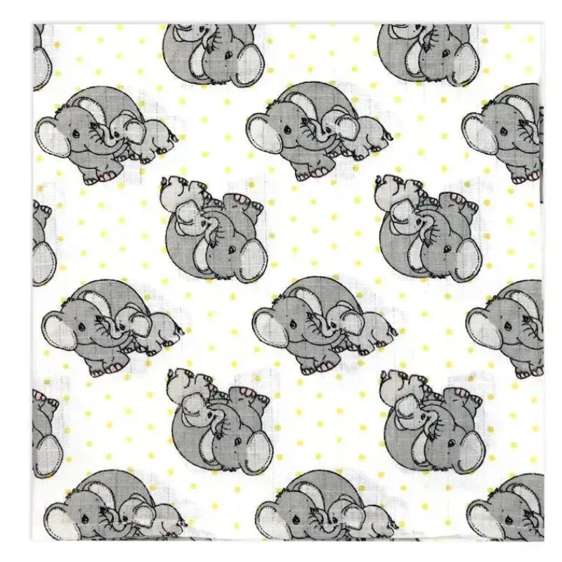 Rose Textiles Blankets & Quilts*- 3 Pack Muslin Swaddle Blanket, Elephant Yellow