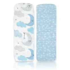 Rose Textiles Blankets & Quilts*- 2 Pack Muslin Swaddle Blankets, Blue Sweet Dream