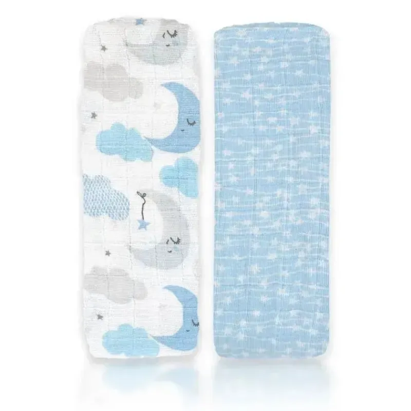 Rose Textiles Blankets & Quilts*- 2 Pack Muslin Swaddle Blankets, Blue Sweet Dream