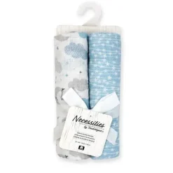 Rose Textiles Blankets & Quilts*- 2 Pack Muslin Swaddle Blankets, Blue Sweet Dream