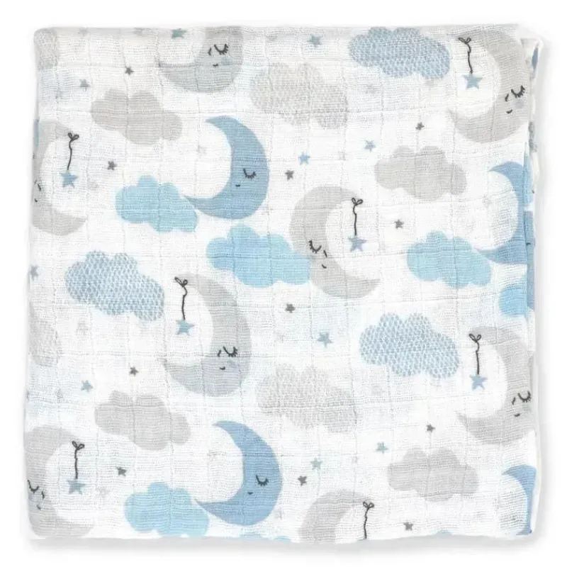 Rose Textiles Blankets & Quilts*- 2 Pack Muslin Swaddle Blankets, Blue Sweet Dream