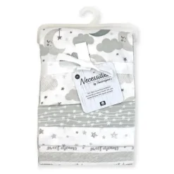 Rose Textiles Blankets & Quilts*- 4 Pack Receiving Blanket, Grey Sweet Dreams