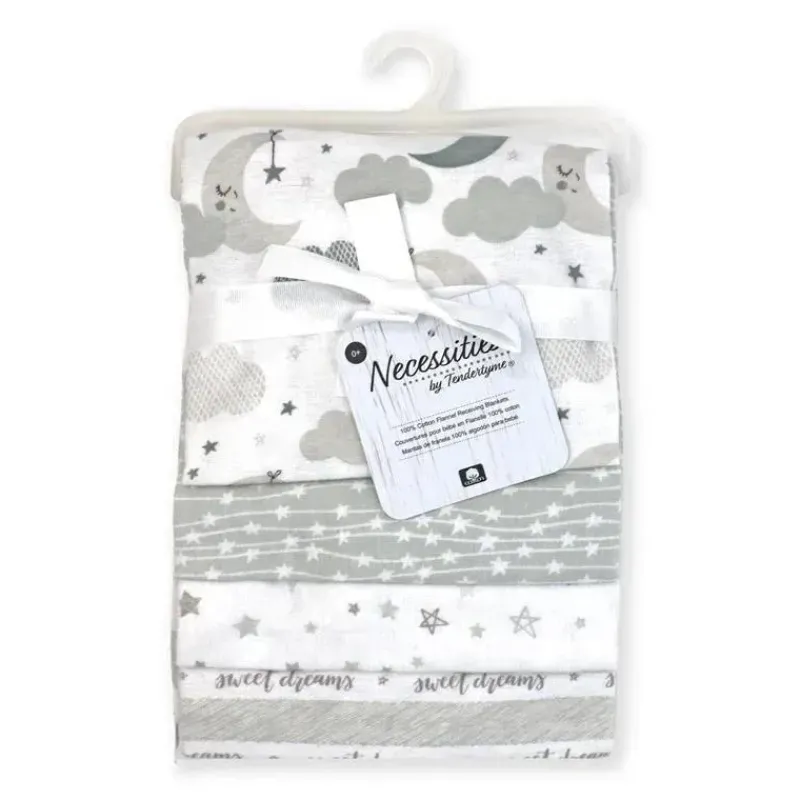 Rose Textiles Blankets & Quilts*- 4 Pack Receiving Blanket, Grey Sweet Dreams