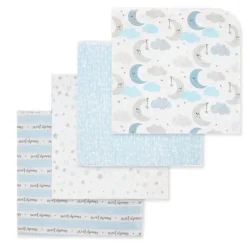 Rose Textiles Blankets & Quilts*- 4 Pack Receiving Blanket, Blue Sweet Dreams