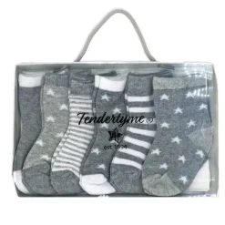 Rose Textiles Baby Gloves & Socks*- 6 Pars Crew Sock In A Box, Boys