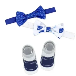 Rose Textiles Baby Hair Accessories*- 3 Pc Socks And Bowties Set, Navy Hats