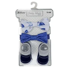 Rose Textiles Baby Hair Accessories*- 3 Pc Socks And Bowties Set, Navy Hats