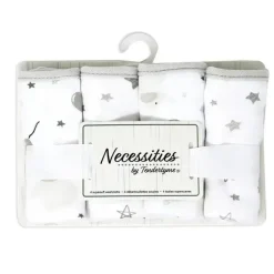 Rose Textiles Baby Washcloths*- 4 Pc Washcloth Set, Elephant & Balloon Grey
