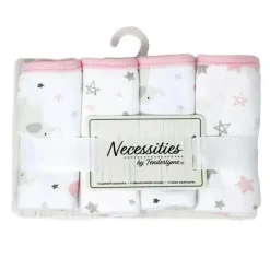 Rose Textiles Baby Washcloths*- 4 Pc Washcloth Set- Pink Elephant & Balloon