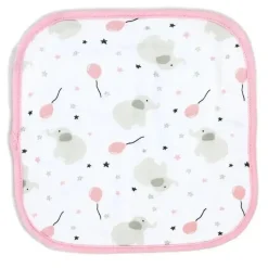 Rose Textiles Baby Washcloths*- 4 Pc Washcloth Set- Pink Elephant & Balloon