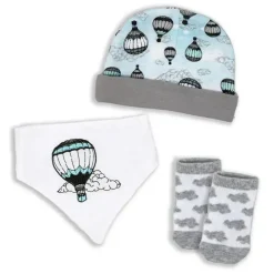 Rose Textiles Baby Hats*- 3 Piece Accessory Set, Grey Balloon