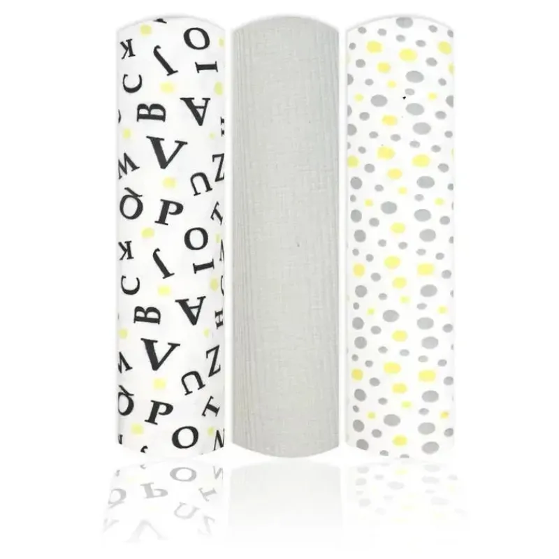 Rose Textiles Swaddles & Wearable Blankets*- 3 Pk Knit Swaddles, Grey Abc's