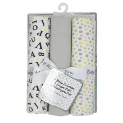 Rose Textiles Swaddles & Wearable Blankets*- 3 Pk Knit Swaddles, Grey Abc's