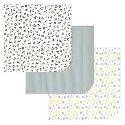 Rose Textiles Swaddles & Wearable Blankets*- 3 Pk Knit Swaddles, Grey Abc's
