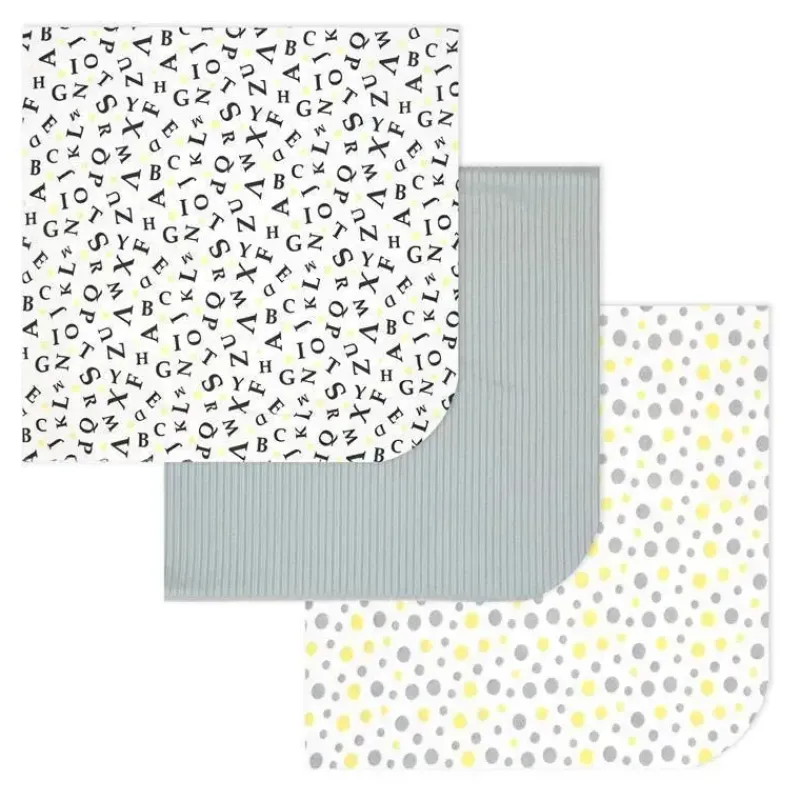 Rose Textiles Swaddles & Wearable Blankets*- 3 Pk Knit Swaddles, Grey Abc's