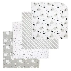 Rose Textiles Blankets & Quilts*- 4 Pk Receiving Blanket, Grey Elephant & Balloon