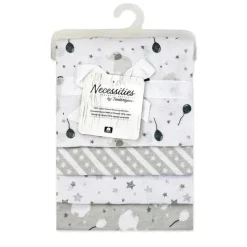 Rose Textiles Blankets & Quilts*- 4 Pk Receiving Blanket, Grey Elephant & Balloon