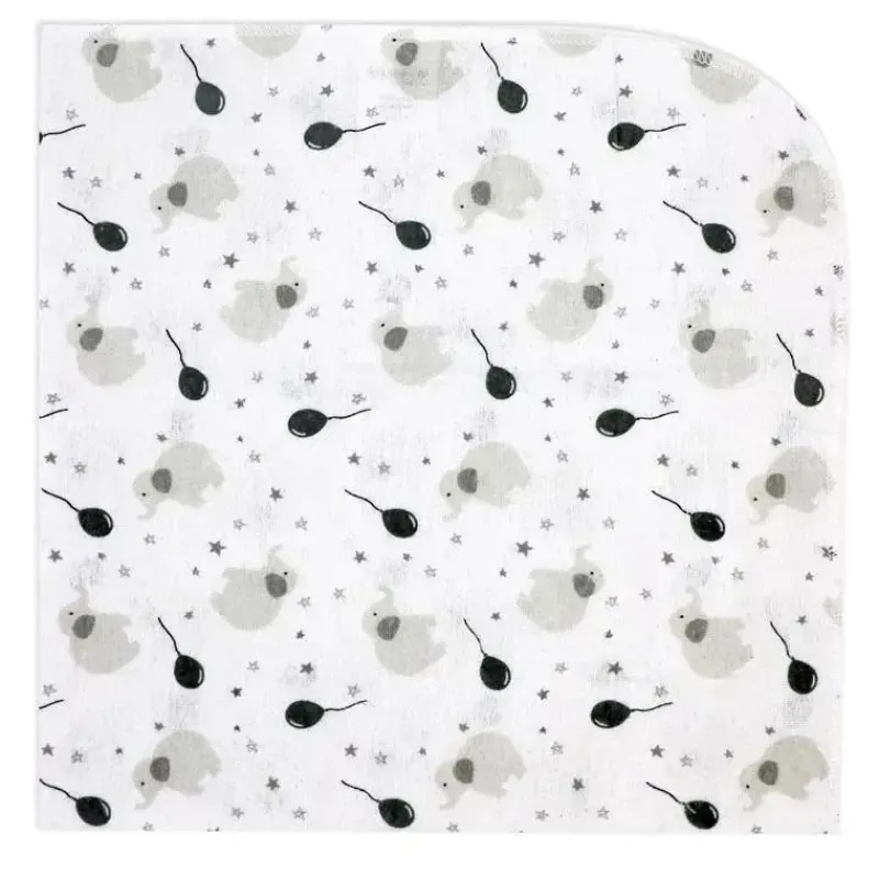 Rose Textiles Blankets & Quilts*- 4 Pk Receiving Blanket, Grey Elephant & Balloon