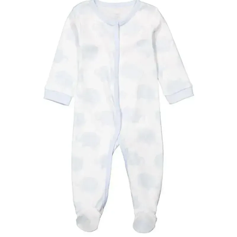 Rose Textiles Baby Sleepwear*- Baby Boy Blue Elephant Interlock Coverall