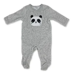Rose Textiles Baby Sets*- Baby Boy Ribbed Velour Coverall, Panda