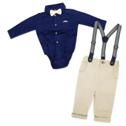 Rose Textiles Baby Sets*- Baby Boys Suspender Bowtie Set, Navy