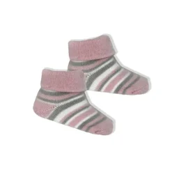 Rose Textiles Baby Hats*- Baby Girl Pink Striped Knit Hat & Bootie Set