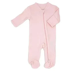 Rose Textiles Baby Sleepwear*- Baby Girl Pink Solid Mitted Cuff Sleepers Preemie