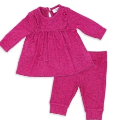 Rose Textiles Baby Sets*- Baby Girls 2 Pc Pant Set, Fuchsia Heather