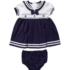 Rose Textiles Baby Sets*- Baby Girls Dress Set, Navy Nautical