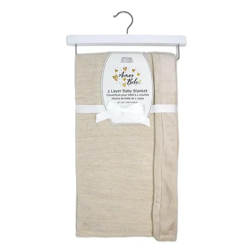 Rose Textiles Blankets & Quilts*- Baby Knit Mink Oatmeal Blanket