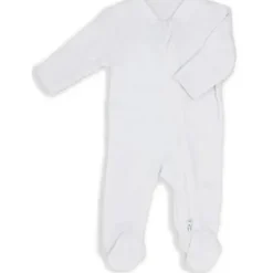 Rose Textiles Baby Sleepwear*- Baby Neutral Solid Mitted Cuff Sleepers White