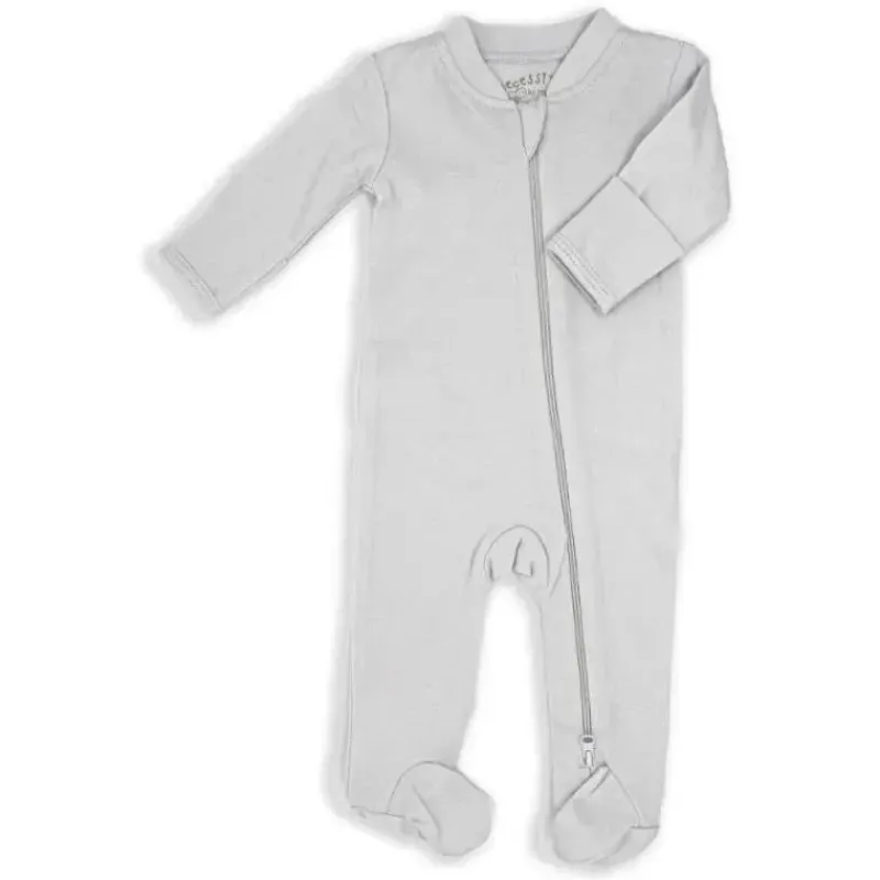 Rose Textiles Baby Sleepwear*- Baby Nuetral Grey Solid Mitted Cuff Sleepers Preemie