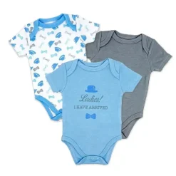 Rose Textiles Clothing Gift Set|Baby Sleepwear*- Boy's 3 Pack Bodysuit Set, Gentleman