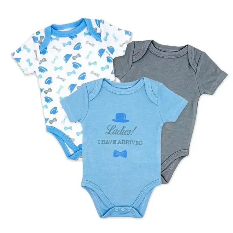 Rose Textiles Clothing Gift Set|Baby Sleepwear*- Boy's 3 Pack Bodysuit Set, Gentleman